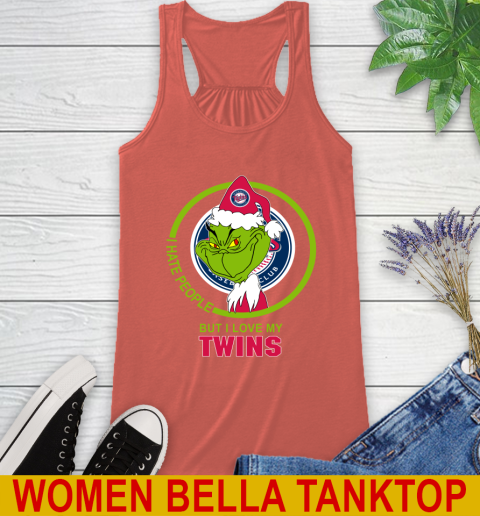Minnesota Twins MLB Christmas Grinch I Hate People But I Love My Favorite Baseball Team Racerback Tank 4