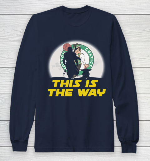 Boston Celtics NBA Basketball Star Wars Yoda And Mandalorian This Is The Way Long Sleeve T-Shirt 2