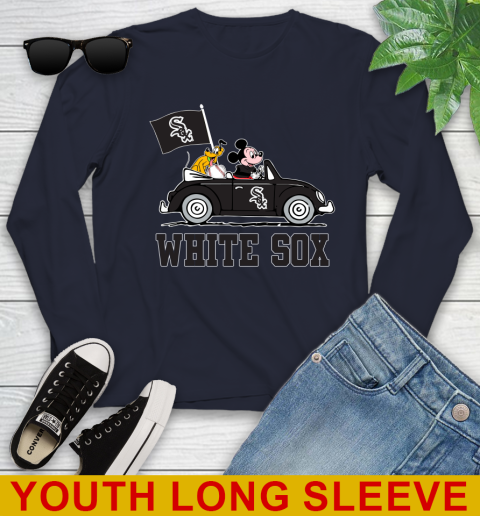 MLB Baseball Chicago White Sox Pluto Mickey Driving Disney Shirt Youth Long Sleeve 3