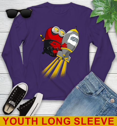 NBA Basketball San Antonio Spurs Deadpool Minion Marvel Shirt Youth Long Sleeve 4