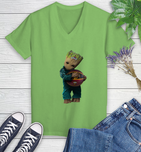 NBA Groot Guardians Of The Galaxy Basketball Sports Cleveland Cavaliers Women's V-Neck T-Shirt 11