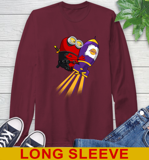 NBA Basketball Los Angeles Lakers Deadpool Minion Marvel Shirt Long Sleeve T-Shirt 8 NBA Basketball Los Angeles Lakers Deadpool Minion Marvel Shirt Long Sleeve T-Shirt - Image 8