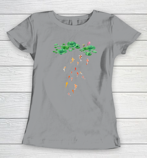Watercolor Japanese Koi Fish Goldfish Lily Pad Lotus Leaf Beauty Women's T-Shirt 3