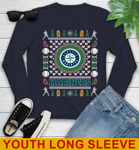 Seattle Mariners Merry Christmas MLB Baseball Loyal Fan Youth Long Sleeve 2