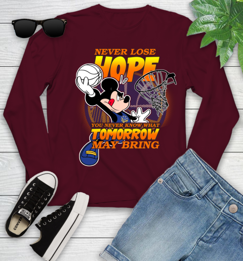 Golden State Warriors NBA Basketball Mickey Disney Never Lose Hope Youth Long Sleeve 6