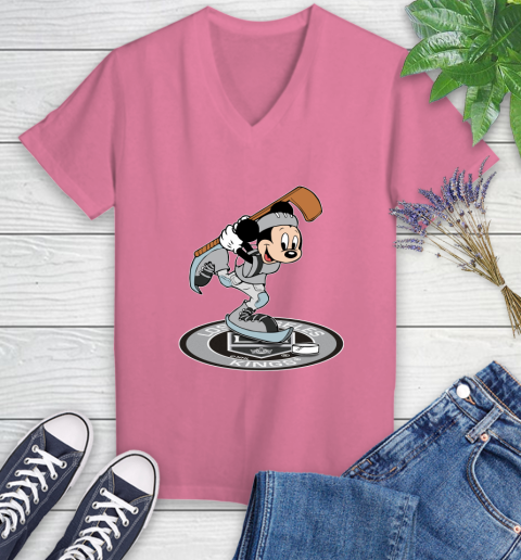 NHL Hockey Los Angeles Kings Cheerful Mickey Disney Shirt Women's V-Neck T-Shirt 11