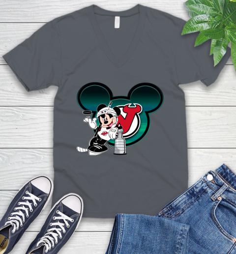 NHL New Jersey Devils Stanley Cup Mickey Mouse Disney Hockey T Shirt V-Neck T-Shirt 5