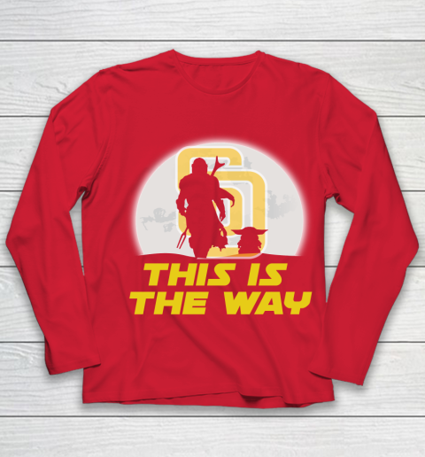 San Diego Padres MLB Baseball Star Wars Yoda And Mandalorian This Is The Way Youth Long Sleeve 8