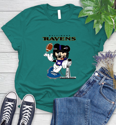 NFL Baltimore Ravens Mickey Mouse Disney Super Bowl Football T Shirt Women's T-Shirt 12