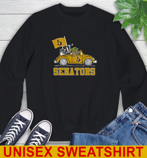 NHL Hockey Ottawa Senators Darth Vader Baby Yoda Driving Star Wars Shirt Sweatshirt 2