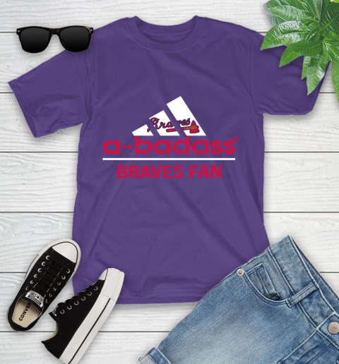 MLB A Badass Atlanta Braves Fan Adidas Baseball Sports Youth T-Shirt 3