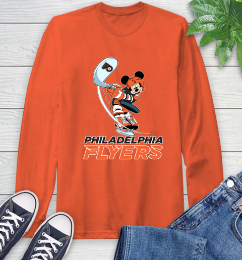 NHL Hockey Philadelphia Flyers Cheerful Mickey Mouse Shirt Long Sleeve T-Shirt 5