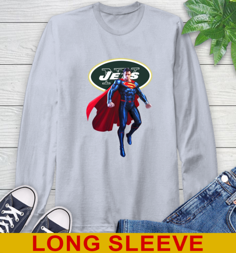 NFL Superman DC Sports Football New York Jets Long Sleeve T-Shirt 6