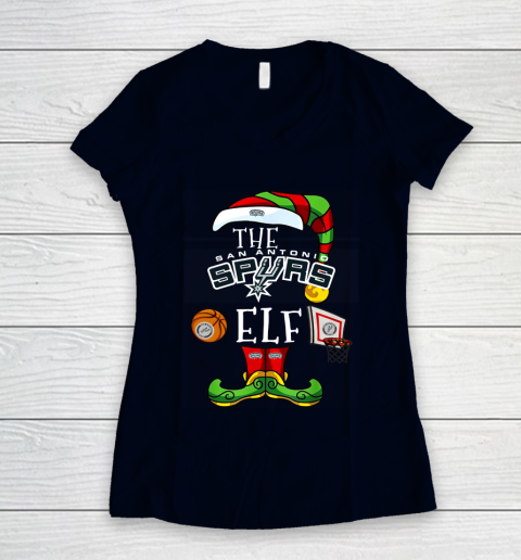 San Antonio Spurs Christmas ELF Funny NBA Women s V Neck T Shirt