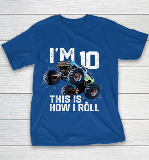 Kids I'm 10 This is How I Roll Monster Truck 10th Birthday Boy Gift 10 Year Old Youth T-Shirt 14