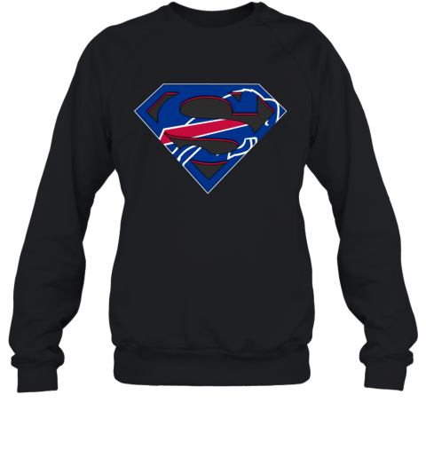 NFL Buffalo Bills Logo Superman 7bly nfl buffalo bills logo superman sweatshirt 35 front black