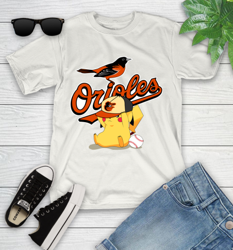MLB Pikachu Baseball Sports Baltimore Orioles Youth T-Shirt