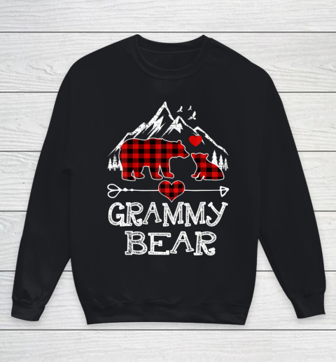 Grammy Bear Christmas Pajama Red Plaid Buffalo Family Gift Youth Sweatshirt