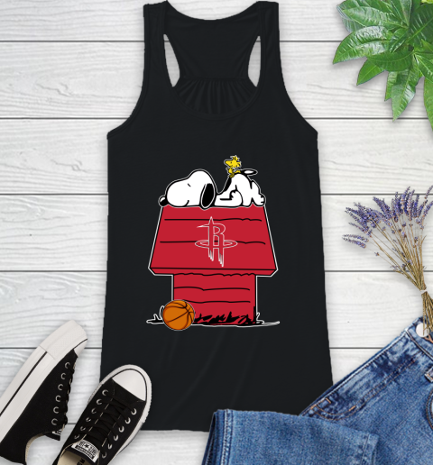 Houston Rockets NBA Basketball Snoopy Woodstock The Peanuts Movie Racerback Tank 2