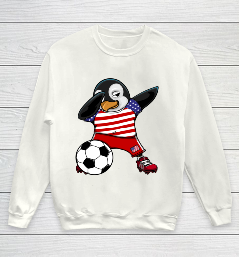 Dabbing Penguin America Soccer Fans Jersey Football Lover Youth Sweatshirt