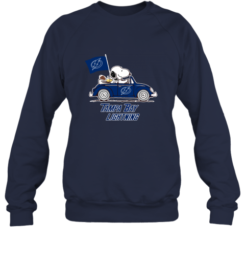 Snoopy And Woodstock Ride The Tampa Bay Lightnings Car pt44 snoopy and woodstock ride the tampa bay lightnings car sweatshirt 35 front navy