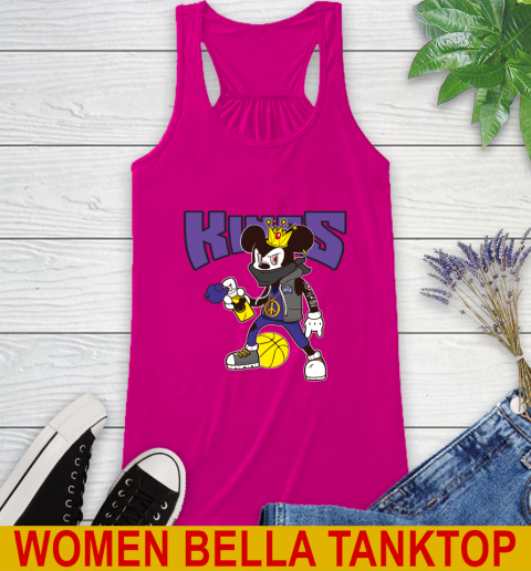 Sacramento Kings NBA Basketball Mickey Peace Sign Sports Racerback Tank 8