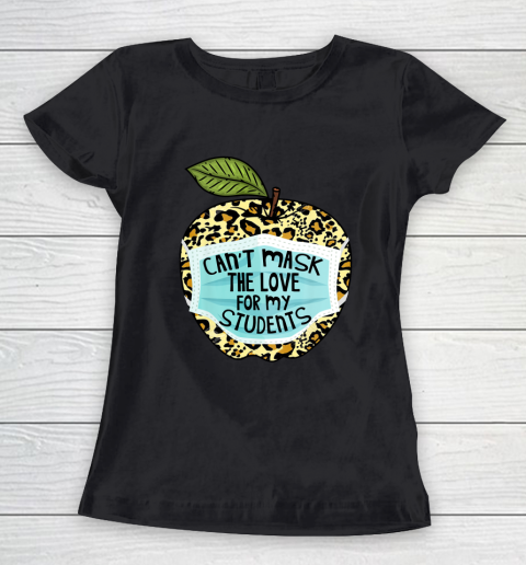 Can't Mask My Love Of Teaching Leopard Plaid Teacher Gift Women's T-Shirt