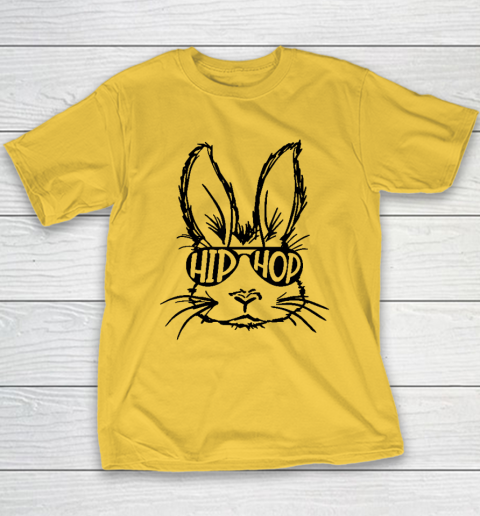 Hip Hop Bunny Face With Sunglasses Easter Day Youth T-Shirt 4