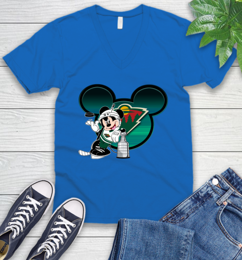 NHL Minnesota Wild Stanley Cup Mickey Mouse Disney Hockey T Shirt V-Neck T-Shirt 6