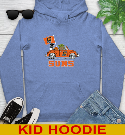 NBA Basketball Phoenix Suns Darth Vader Baby Yoda Driving Star Wars Shirt Youth Hoodie 12