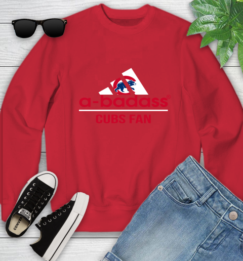 MLB A Badass Chicago Cubs Fan Adidas Baseball Sports Youth Sweatshirt 8