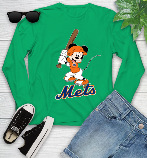 MLB Baseball New York Mets Cheerful Mickey Mouse Shirt Youth Long Sleeve 6