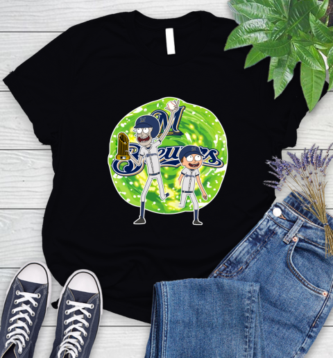 MLB Milwaukee Brewers Rick And Morty Commissioner's Trophy Baseball Sports Women's T-Shirt 2