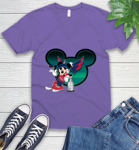 NHL Washington Capitals Stanley Cup Mickey Mouse Disney Hockey T Shirt V-Neck T-Shirt 10