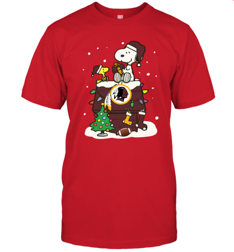 A Happy Christmas With Washington Redskins Snoopy Unisex Jersey Tee