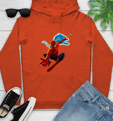 NFL Spider Man Avengers Endgame Football Detroit Lions Youth Hoodie 5