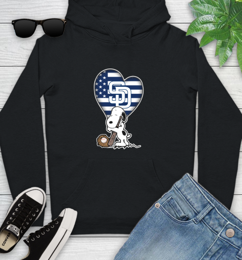 San Diego Padres MLB Baseball The Peanuts Movie Adorable Snoopy Youth Hoodie 2