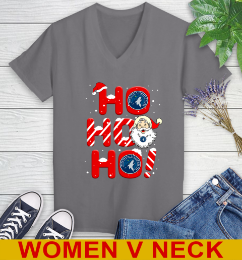 Minnesota Timberwolves NBA Basketball Ho Ho Ho Santa Claus Merry Christmas Shirt Women's V-Neck T-Shirt 11