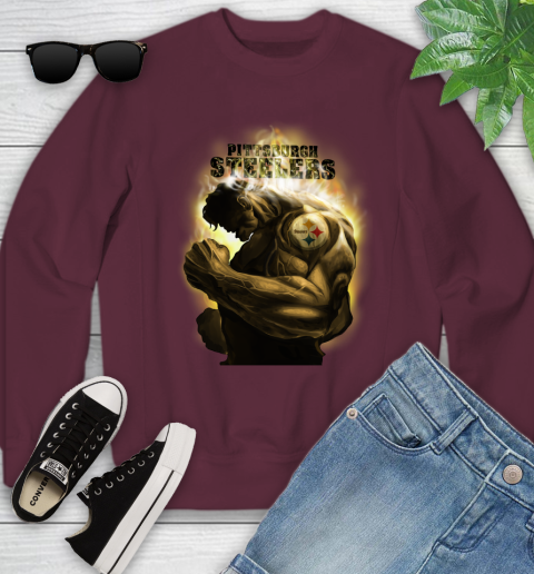 Pittsburgh Steelers NFL Football Hulk Marvel Avengers Sports Youth Sweatshirt 4