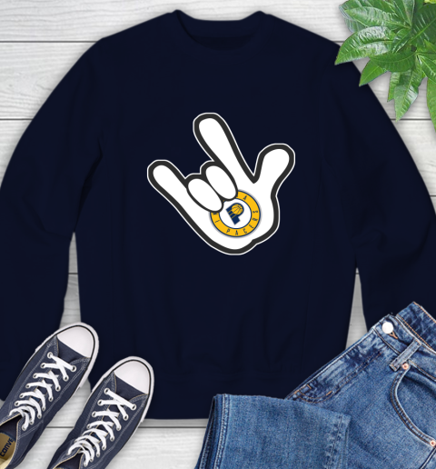 Indiana Pacers NBA Basketball Mickey Rock Hand Disney Sweatshirt 3