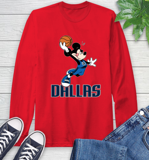 NBA Basketball Dallas Mavericks Cheerful Mickey Mouse Shirt Long Sleeve T-Shirt 11
