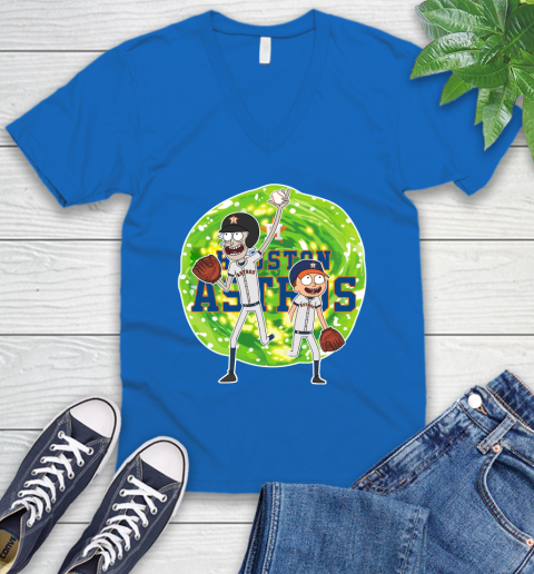 MLB Houston Astros Rick And Morty Baseball Sports V-Neck T-Shirt 6
