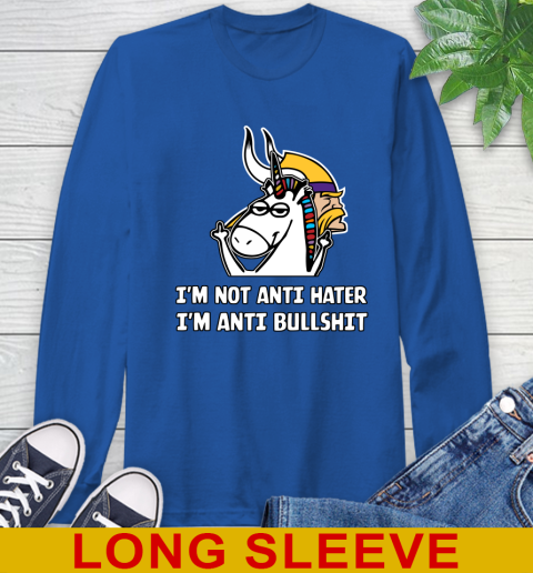 Minnesota Vikings NFL Football Unicorn I'm Not Anti Hater I'm Anti Bullshit Long Sleeve T-Shirt 9