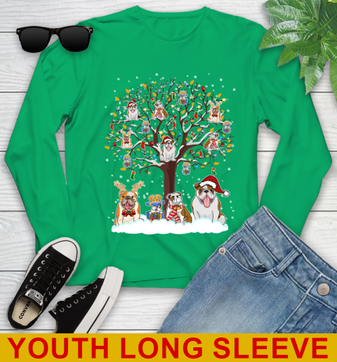 Bulldog dog pet lover light christmas tree shirt 123