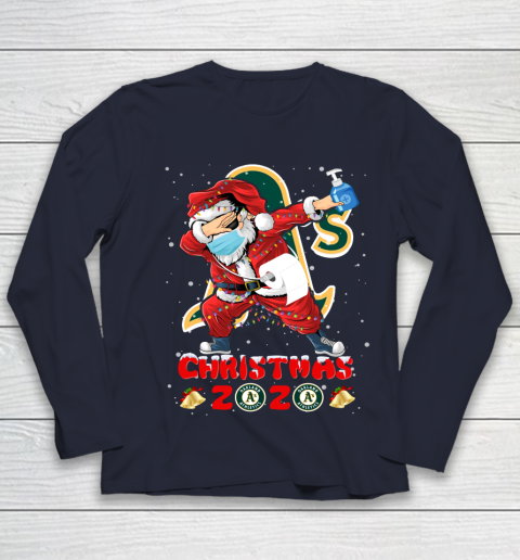 Oakland Athletics Funny Santa Claus Dabbing Christmas 2020 MLB Youth Long Sleeve 2