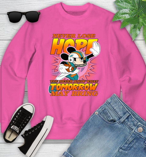 Miami Dolphins NFL Football Mickey Disney Never Lose Hope Youth Sweatshirt 6