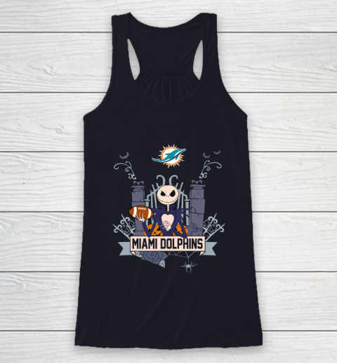 NFL Miami Dolphins Football Jack Skellington Halloween Racerback Tank 7