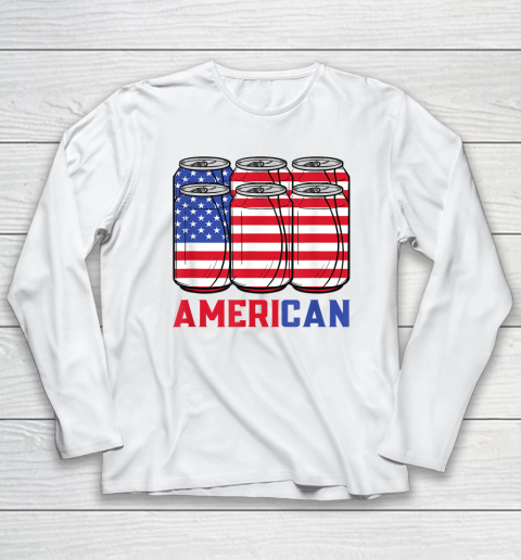 AmeriCan 4th of July Patriotic USA Flag Merica BBQ Cookout Long Sleeve T-Shirt