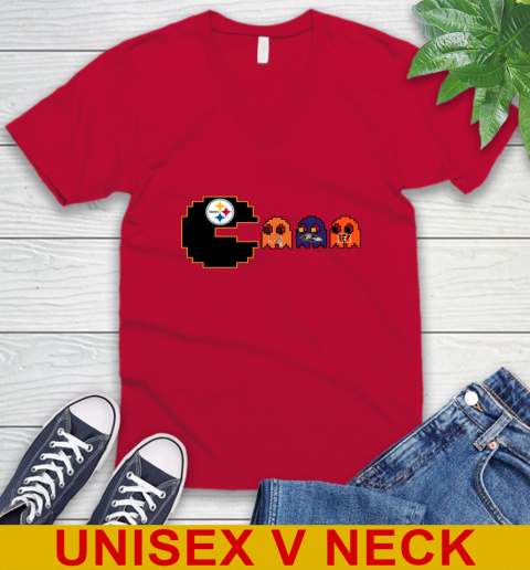 Pittsburgh Steelers NFL Football Pac Man Champion V-Neck T-Shirt 7