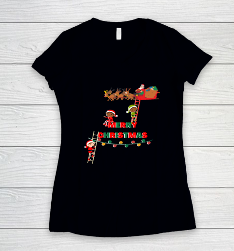 Merry Christmas With Elves Women's V-Neck T-Shirt